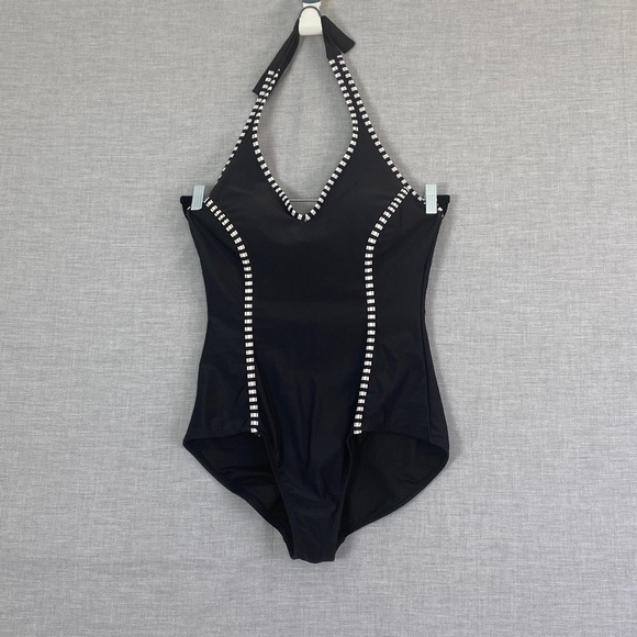 Catalina One Piece Bathing Suit Womens XL 16-18 Halter Tie Neck V-Neck Foam Cups - Picture 1 of 9